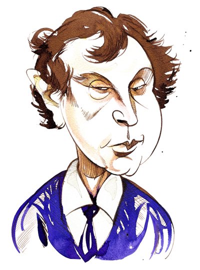 Caricatura en color de András Schiff (pianista húngaro nacido en 1953) de Neale Osborne